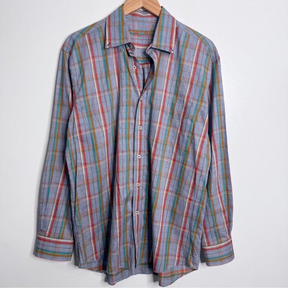 Alan Flusser Men Plaid Casual Button Down ShirtMulticolor Size‎ Medium